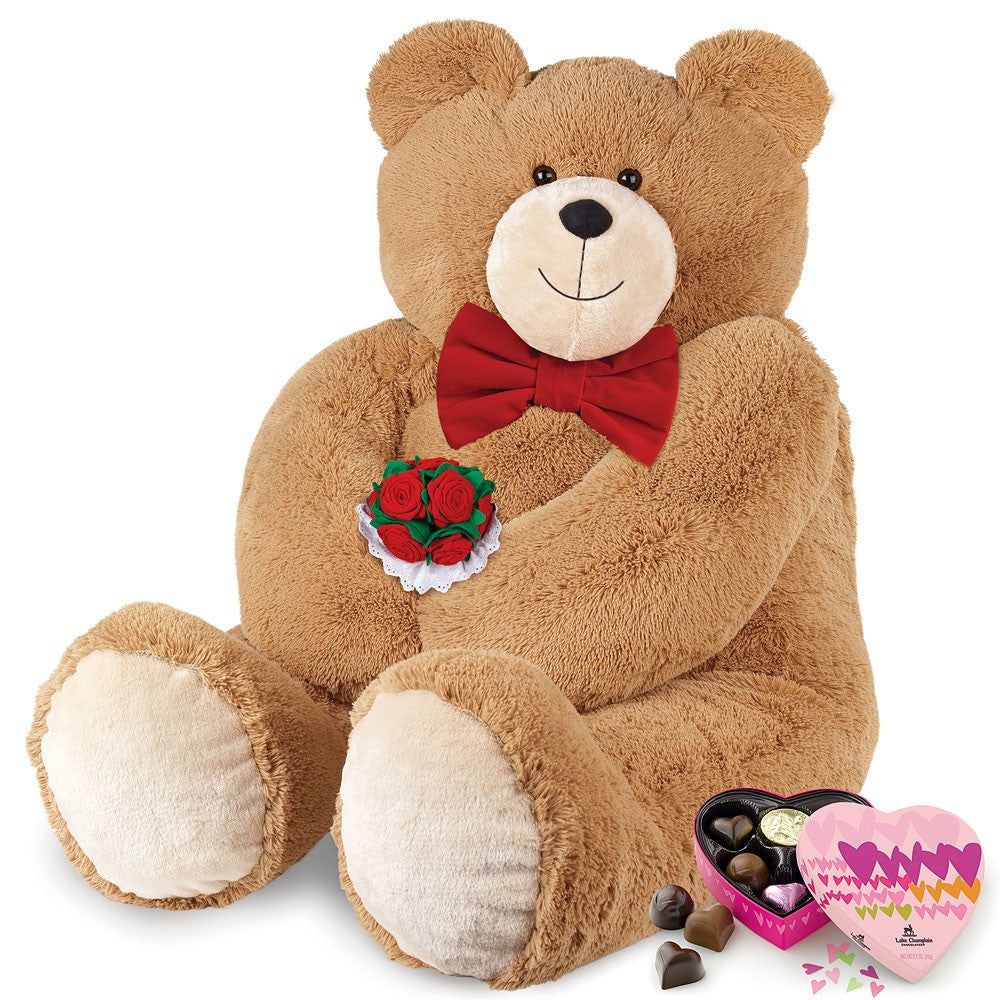 Big Hunka Love Bear with Bow Tie, Roses and Chocolates