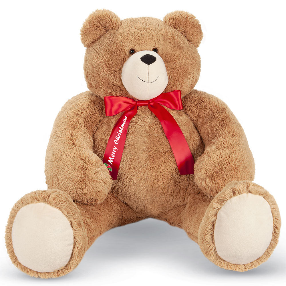 4 Ft. Giant Christmas Teddy Bear with Bow Vermont Teddy Bear