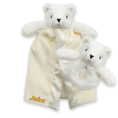 Teddy Bear Rattle and Blanket Gift Set