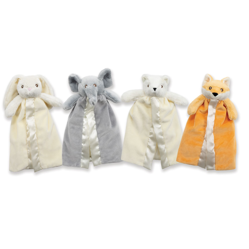 Baby Lovey Security Blanket, Set of 4, Bear, Bunny, Fox Elephant