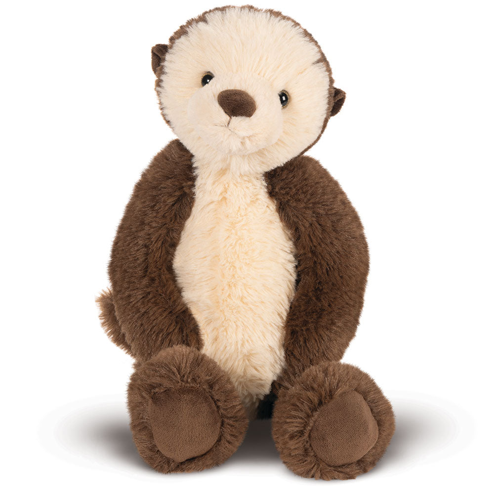15-inch plush otter with brown fur, cream-colored face and belly, and embroidered facial features.