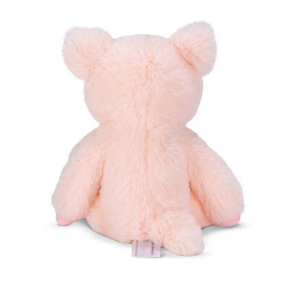 Plush 15-inch light pink pig with rounded ears and curled tail, shown from the back.