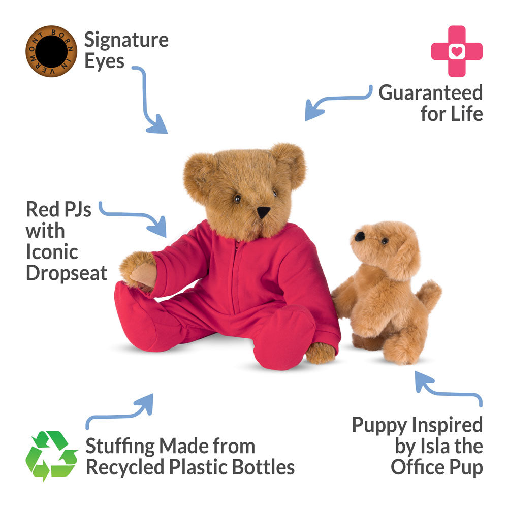 15 In. Christmas Bedtime Bear with Puppy