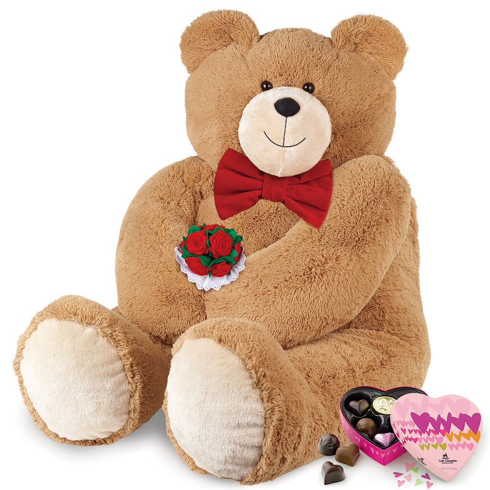4 Ft. Big Hunka Love Bear with Bow Tie, Roses and Chocolates