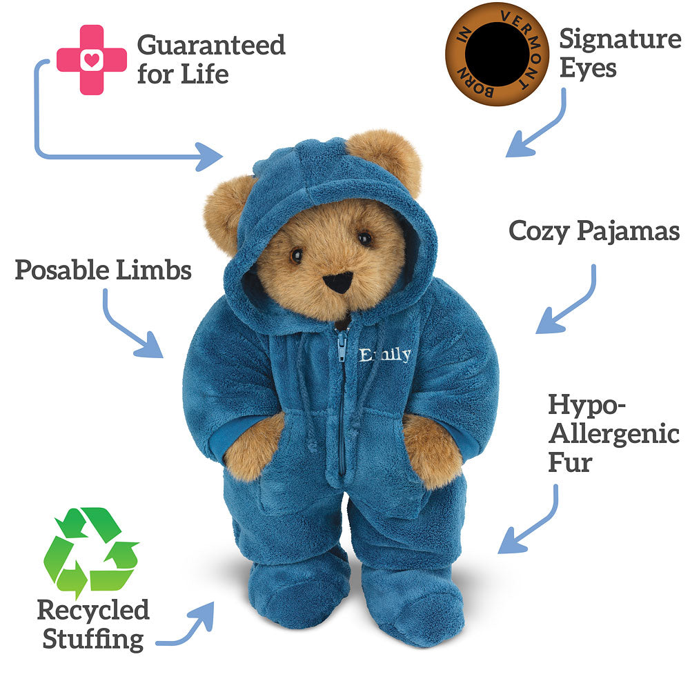 15 In. Hoodie-Footie Bear, Blue – Vermont Teddy Bear 15 In. Hoodie-Footie Bear, Blue – Vermont Teddy Bear