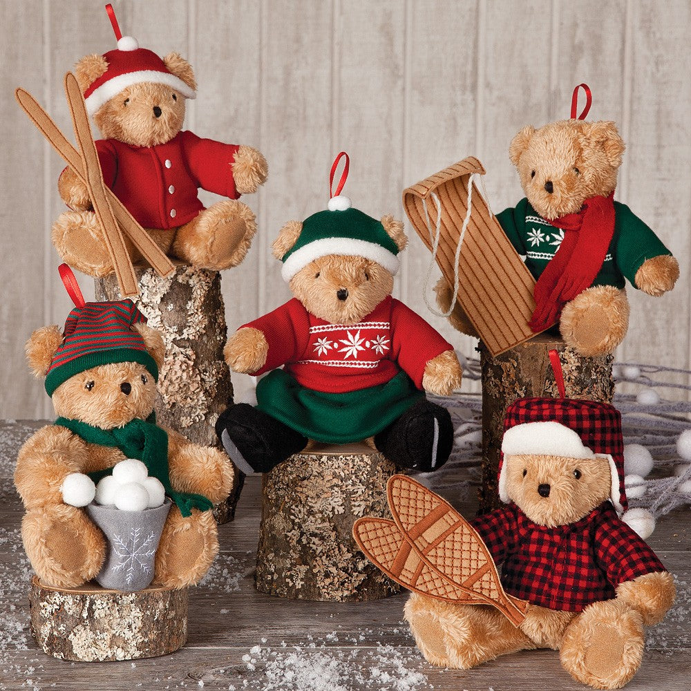 Vintage Inspired Holiday Ornaments Set of 5 Vermont Teddy Bear