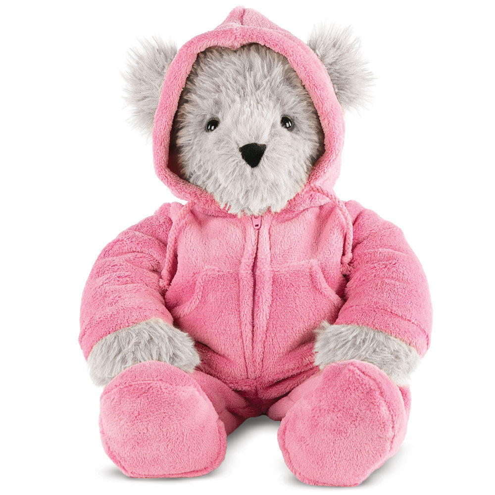 18 In. Gray Super Soft Pink Hoodie Footie Bear