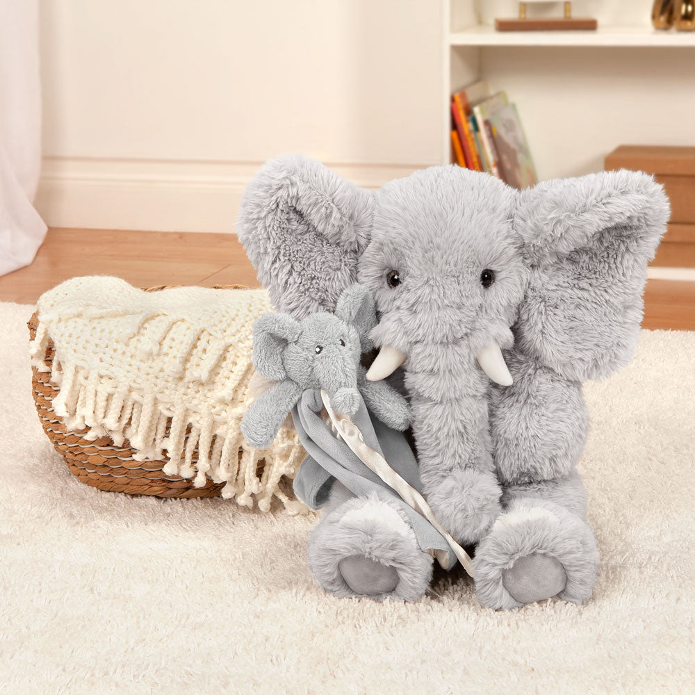 18 In. Oh So Soft Elephant with Elephant Lovey Security Blanket Vermont Teddy Bear