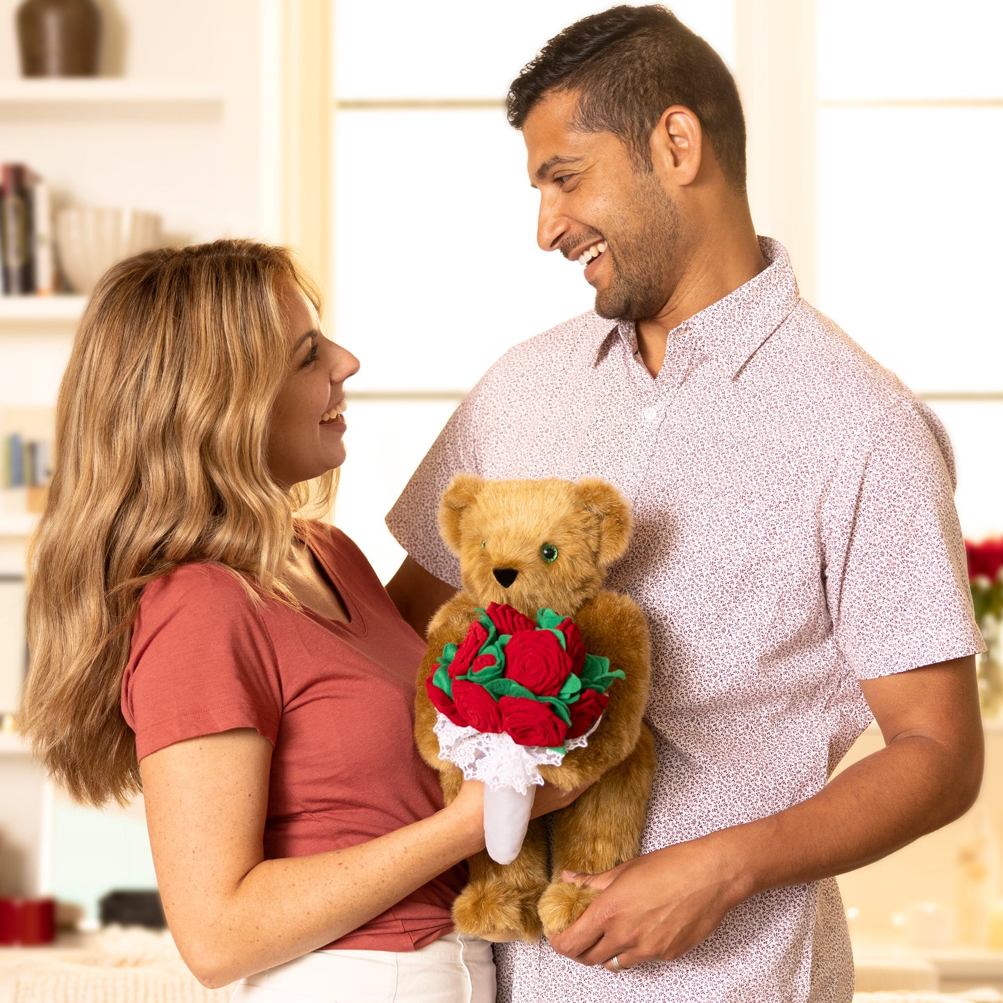 15 In. Red Rose Bouquet Teddy Bear