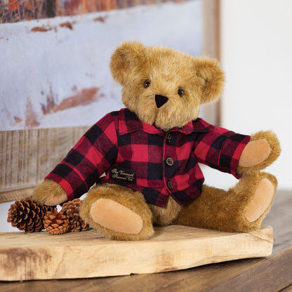 15 In. Vermont Flannel Bear, Red Buffalo Plaid