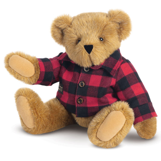 15 In. Vermont Flannel Bear, Red Buffalo Plaid