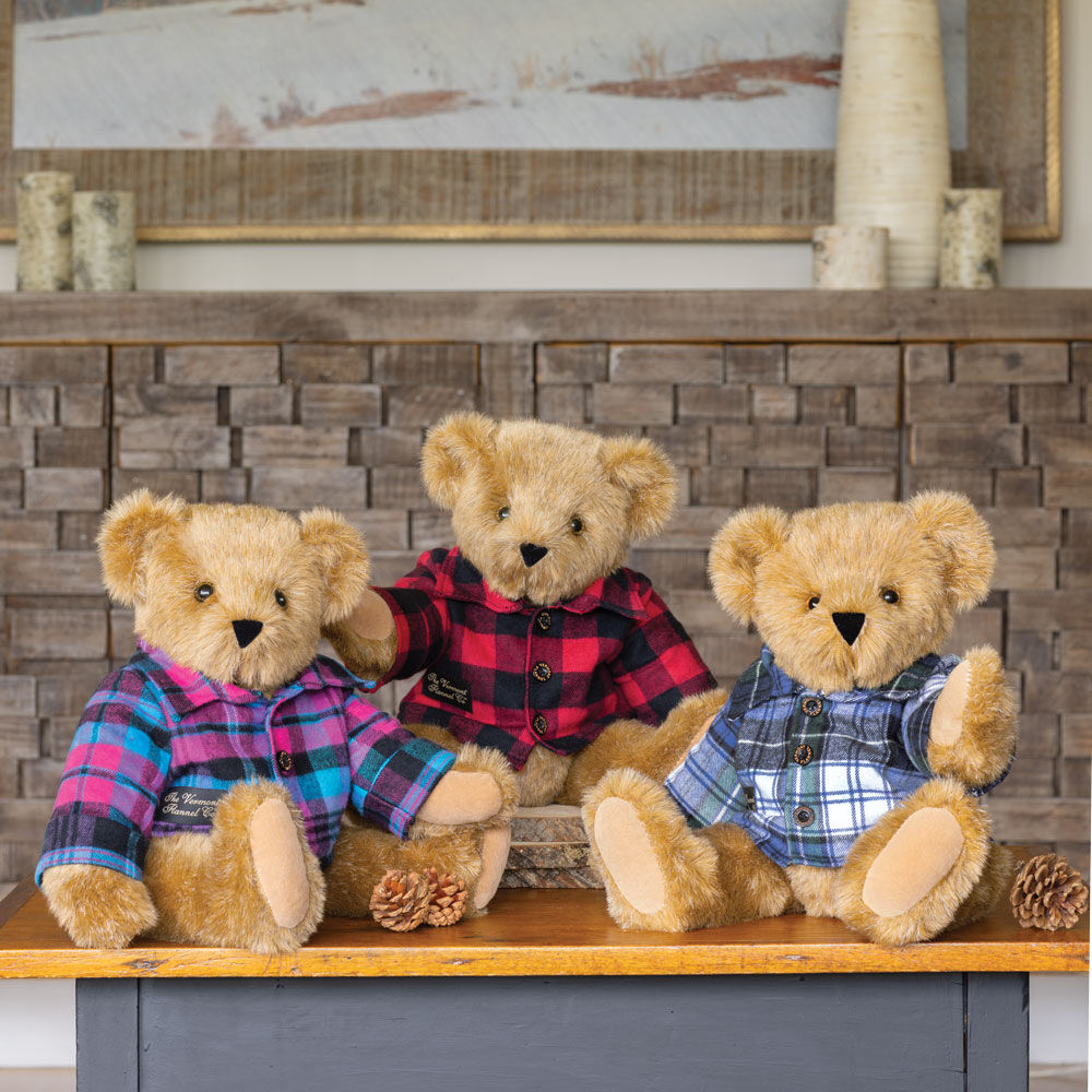 15 In. Vermont Flannel Bear, Tropic Plaid